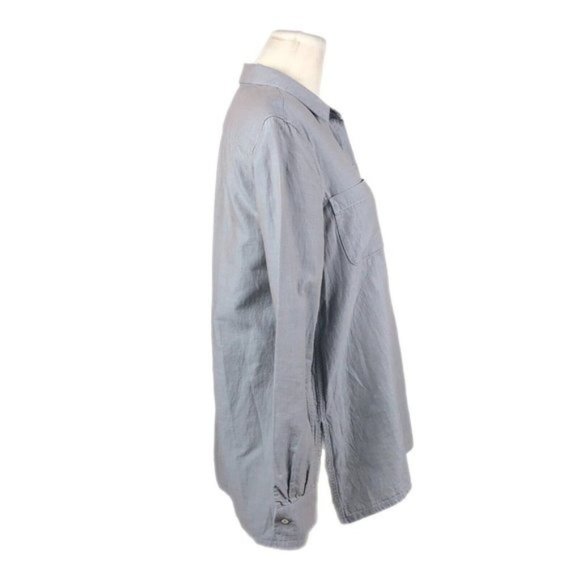 Elemente Clemente Gray Cotton Silk Button Up Long Sleeve Tunic Blouse Size Small - Picture 4 of 7